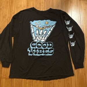 Good Vibes Black Long Sleeve Men's Shirt XL Used